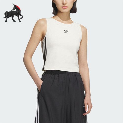 Adidas/阿迪达斯正品三叶草女士经典针织修身户外运动背心KB6418