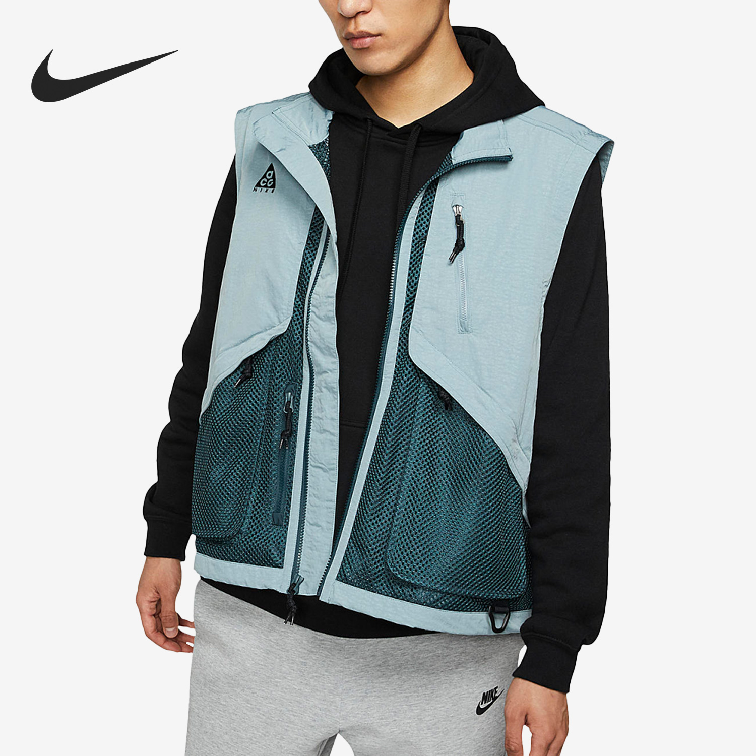 耐克男子多口袋立领飞行员马甲