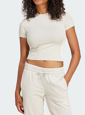 Adidas/阿迪达斯正品2025春夏新款女士经典针织修身短袖JE1247