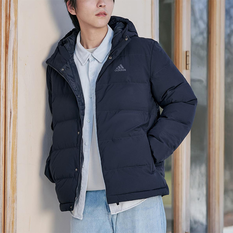 Adidas/阿迪达斯正品冬季男士拉链连帽保暖户外运动羽绒服KE5407