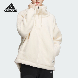 Adidas 女子加绒针织休闲外套IP7059 2023新款 阿迪达斯官方正品