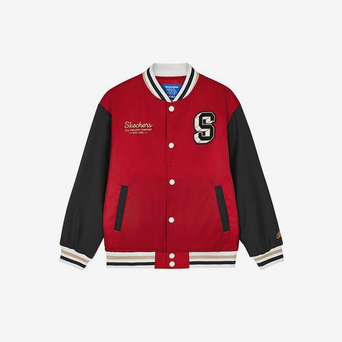 Skechers/斯凯奇正品春秋款儿童时尚条纹口袋扣子棉服L125B004