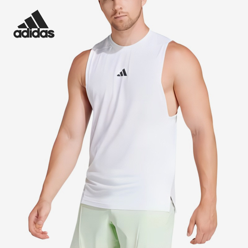 Adidas/阿迪达斯正品男士户外吸湿排汗训练健身背心T恤IS3795