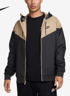 Nike/耐克正品风衣新款男卡其黑色柔软连帽夹克727325-017