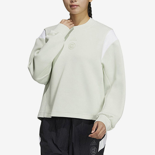 阿迪达斯女休闲宽松简约圆领卫衣