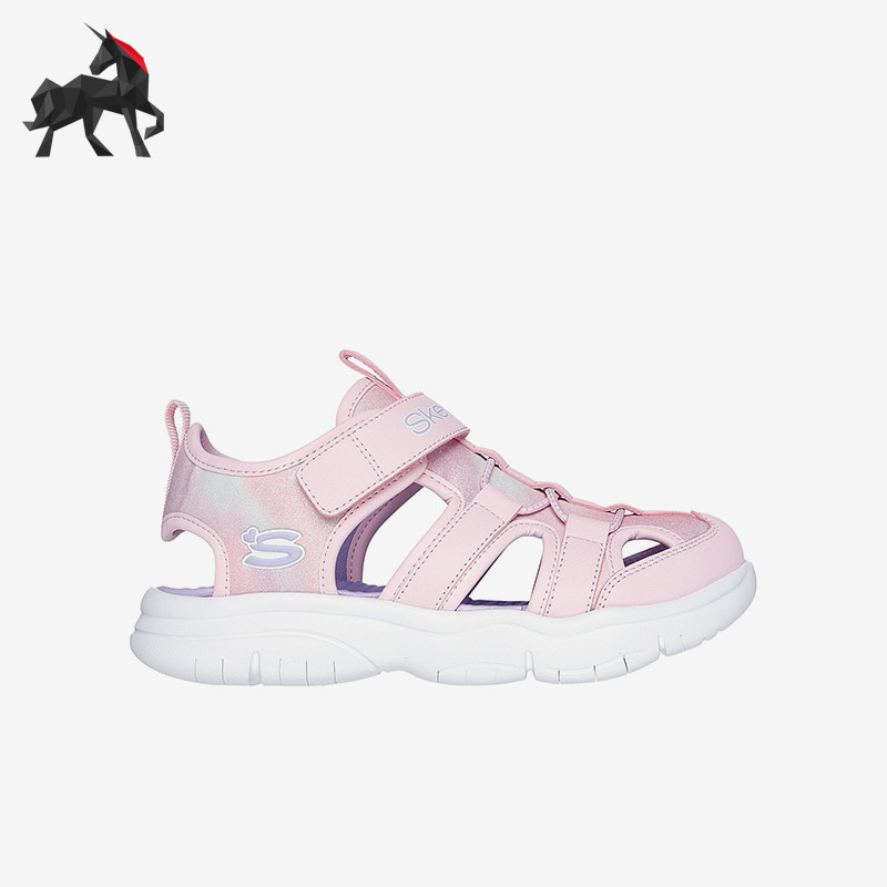 Skechers/斯凯奇正品夏季女童时尚轻质透气搭扣休闲包头凉鞋