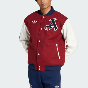 Adidas/阿迪达斯正品三叶草新款女高雅酱紫米白色经典棉服JF0560