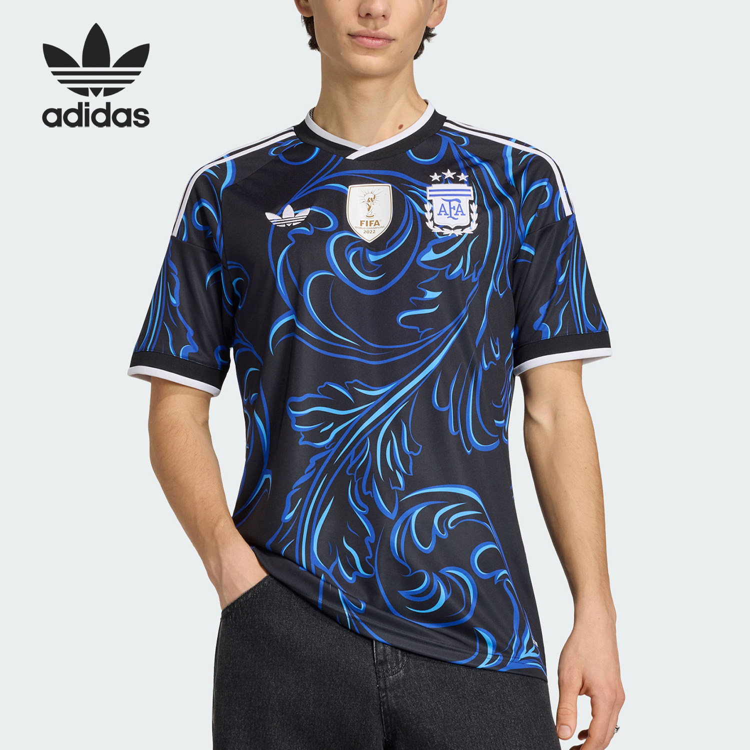Adidas/阿迪达斯官方正品三叶草男士球迷版球衣足球短袖T恤JM8395 - 实物图