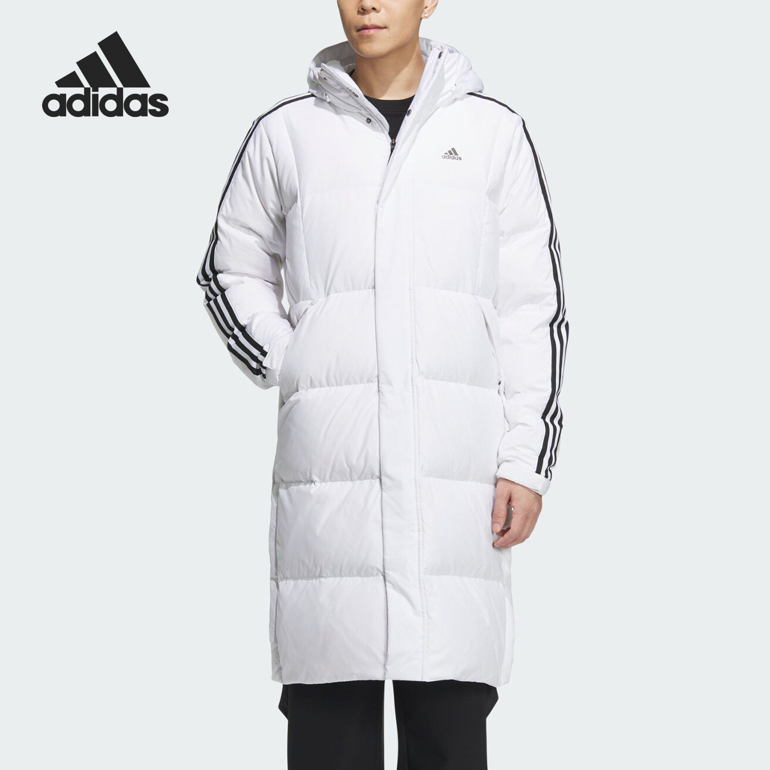 Adidas/阿迪达斯正品冬季男子连帽中长款保暖羽绒服IT8713