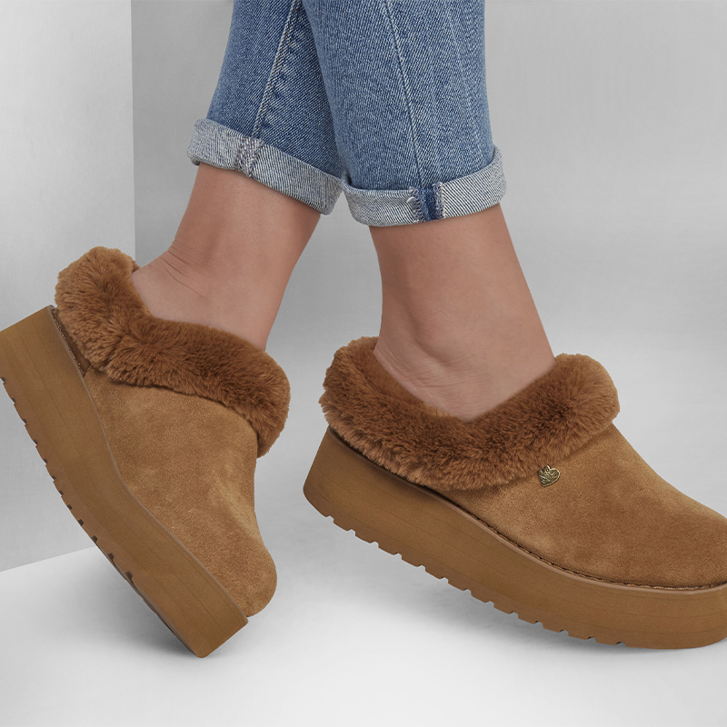 Skechers/斯凯奇正品冬季新款女士一脚蹬厚底保暖复古短靴