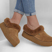 新款 冬季 女士一脚蹬厚底保暖复古短靴 斯凯奇正品 Skechers