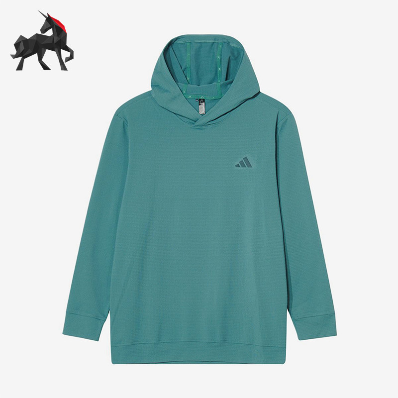 Adidas/阿迪达斯正品新款男绿色高尔夫经典简约连帽卫衣JX4192