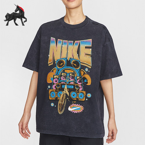 Nike/耐克正品2025夏季款女士图案经典休闲宽松短袖HF9692-010