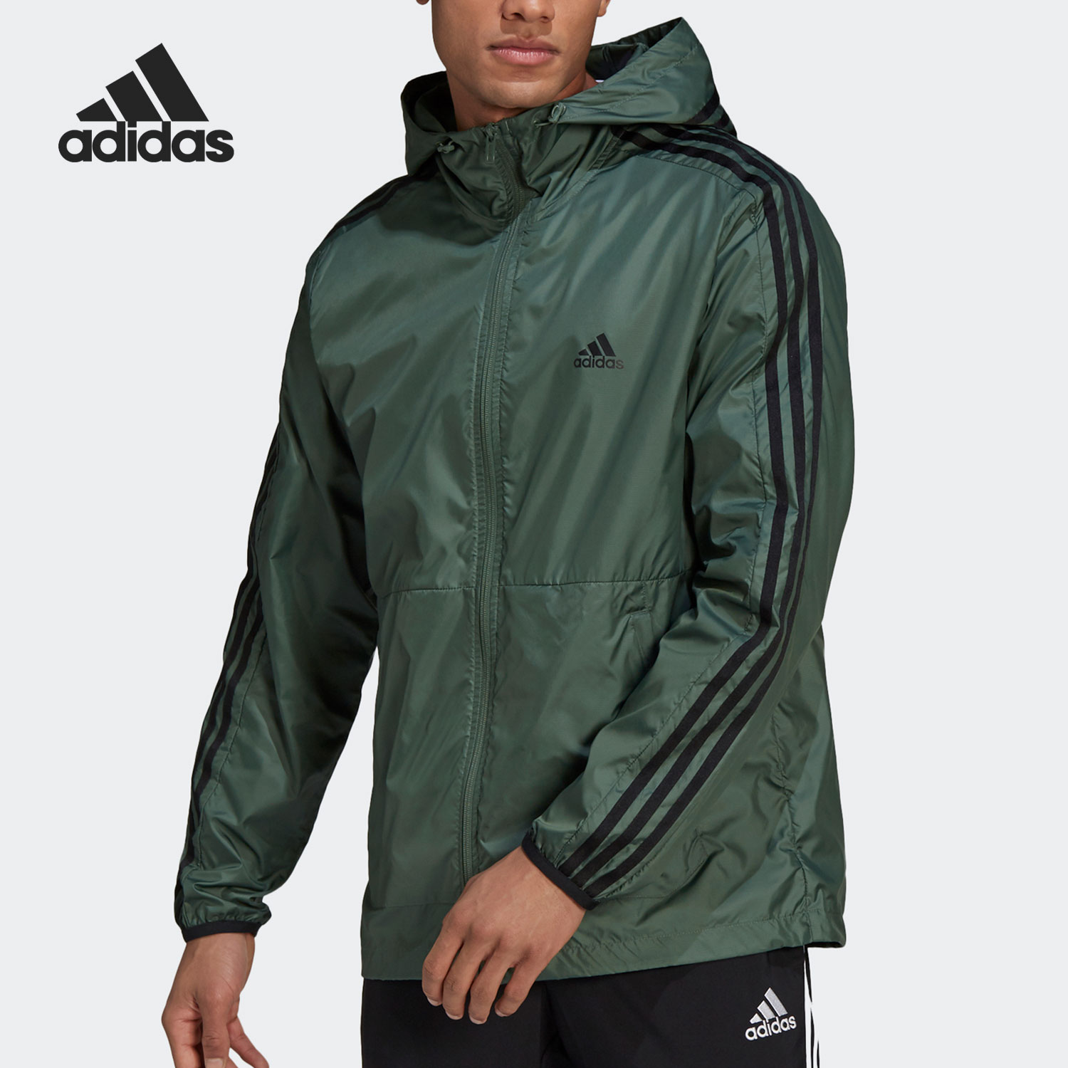 Adidas/阿迪达斯正品 M 3S WB 男子连帽风衣夹克外套 GQ0601