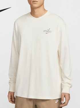 Nike/耐克官方正品Sportswear男士刺绣圆领长袖T恤HQ8166-901