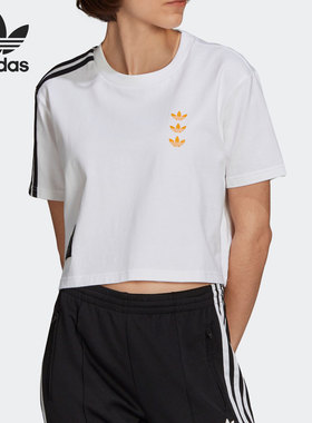 Adidas/阿迪达斯正品女子新款夏季短袖短款露脐运动T恤HA4715