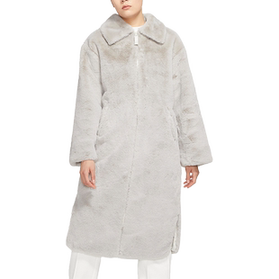 Nike/耐克官方冬季女子人造皮草仿貂绒中长款外套DQ6839-012