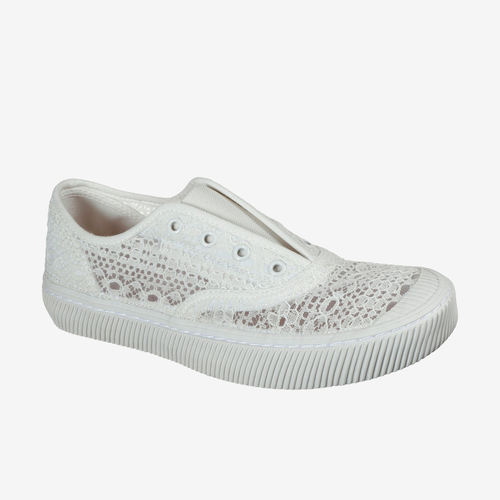 Skechers斯凯奇正品Bob's B女轻便透气不系带板鞋113309-WHT