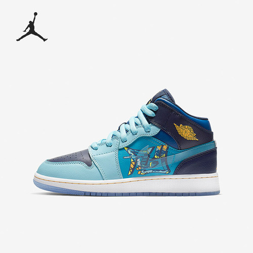 Nike/耐克正品儿童圆头皮革鸳鸯中帮运动篮球鞋BV7446-400