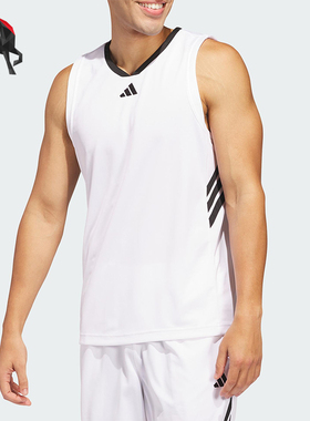 Adidas/阿迪达斯正品夏季男士无袖篮球运动时尚V领透气背心JN4745
