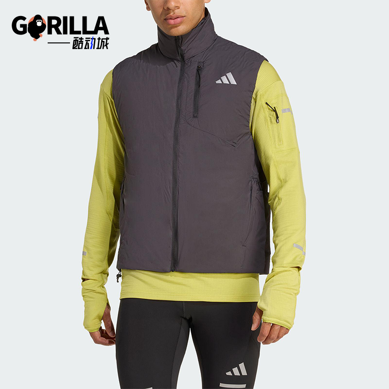 Adidas/阿迪达斯正品2025冬季男士立领保暖跑步运动棉马甲JM5715