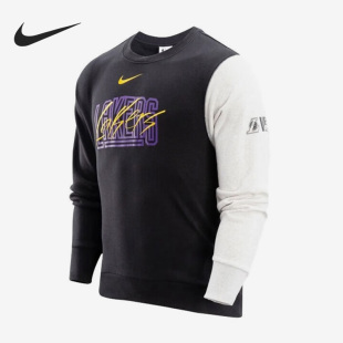 Nike/耐克官方正品湖人队NBA男子加绒运动卫衣拼接 DR9334-010