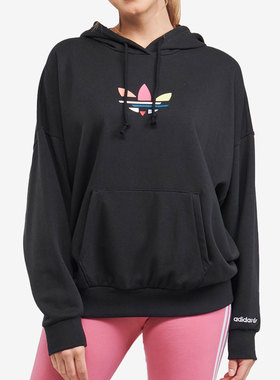 Adidas/阿迪达斯 正品三叶草 女子运动休闲连帽卫衣H09308