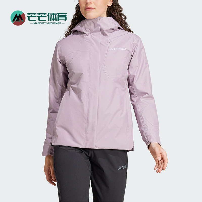 阿迪达斯女士连帽宽松休闲冲锋衣