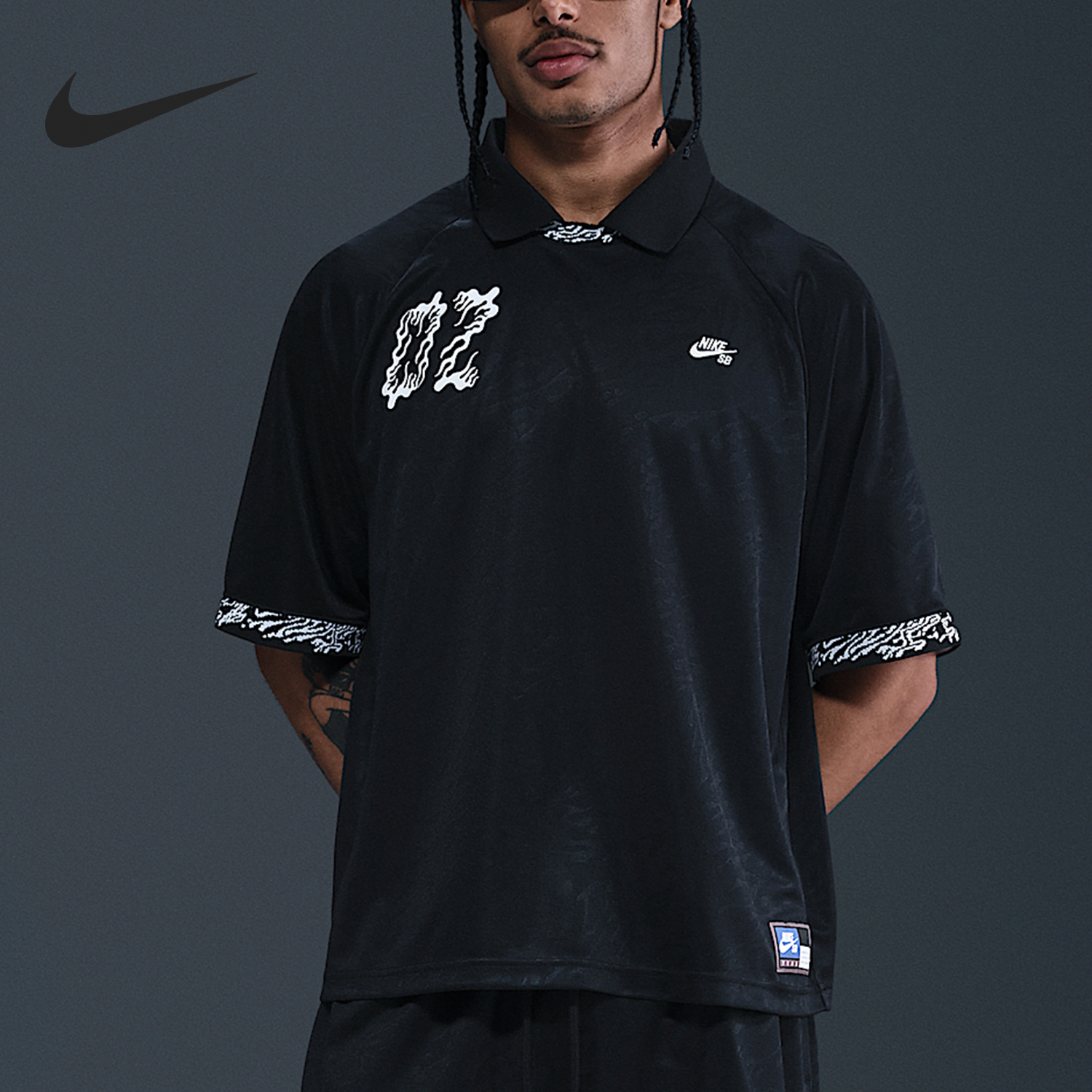 耐克男士翻领套头透气运动短袖