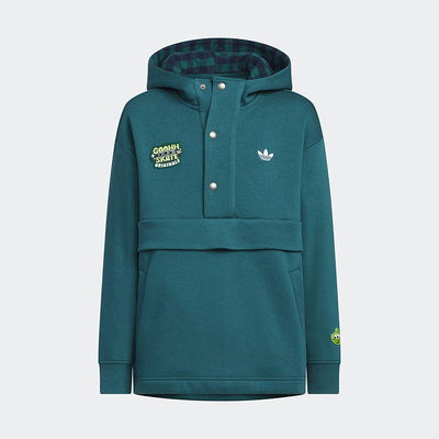 Adidas/阿迪达斯正品空新款儿童蓝绿色经典柔软连帽卫衣KB5150