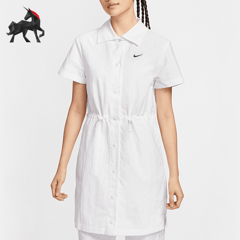 Nike/耐克正品2025夏季款女士防晒收腰短袖经典连衣裙HJ1145-100