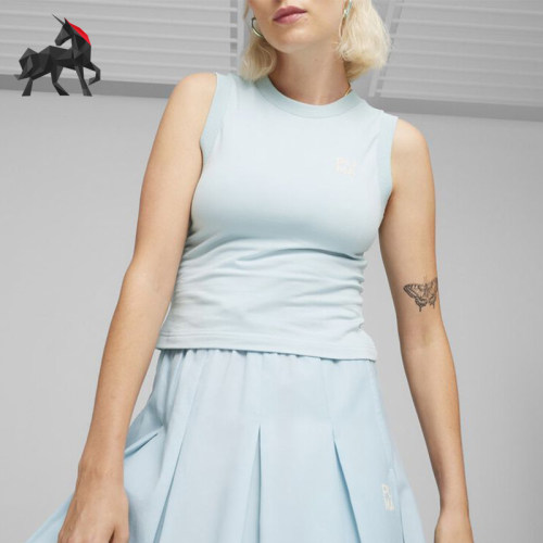 Puma/彪马正品女蓝色背心贴身无袖罗纹经典背心无袖上衣624308-22