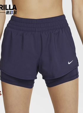 Nike/耐克正品2025女士梭织松紧腰透气二合一运动短裤DX6013-555