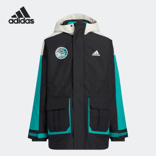 阿迪达斯官方正品 Adidas 二合一可拆大童运动宽松羽绒服HY0569