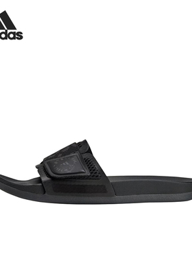 Adidas/阿迪达斯正品SMC一字女黑色简约软底居家经典拖鞋JQ9182