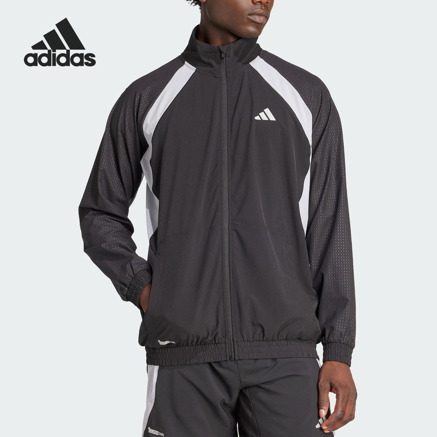 Adidas/阿迪达斯正品CLIMACOOL男士立领梭织拼接运动外套JV6950