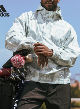 Adidas/阿迪达斯官方正品高尔夫半开拉链男士连帽套头衫IQ2973