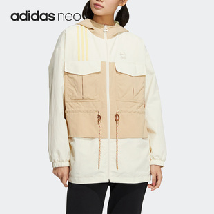 女子运动休闲连帽夹克外套HM2021 NEO秋季 Adidas 阿迪达斯正品
