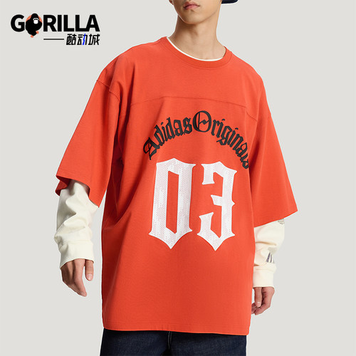 Adidas/阿迪达斯正品三叶草男士亲肤宽松个性时尚印花T恤KR0407