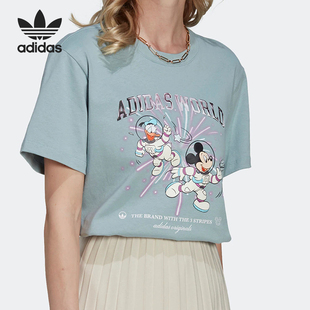 T恤HM9258 三叶草女士圆领印花运动短袖 Adidas 阿迪达斯正品