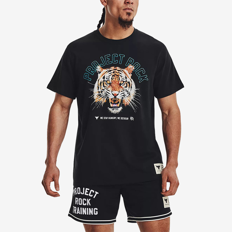 UA安德玛正品秋冬季男子图案印花宽松透气休闲运动短袖T恤1379113