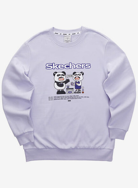 Skechers/斯凯奇正品男女时尚印花保暖针织休闲圆领卫衣 L423U055