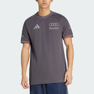 Adidas/阿迪达斯正品奥迪F1车队新款男经典灰橙色短袖T恤KE9091