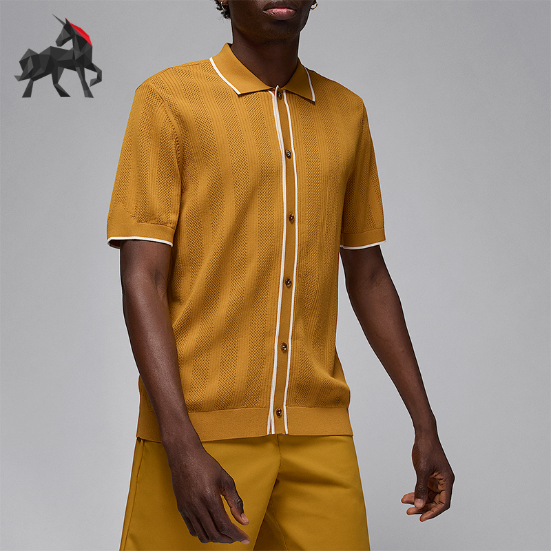 Nike/耐克正品JORDAN男士运动针织纽扣高尔夫翻领上衣HV1157-772
