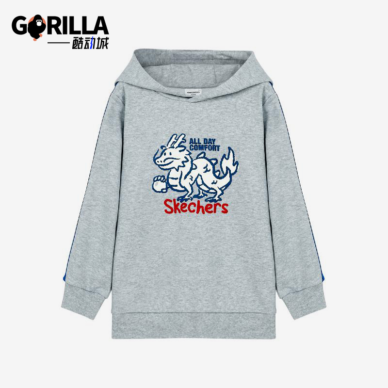 斯凯奇儿童针织透气连帽卫衣