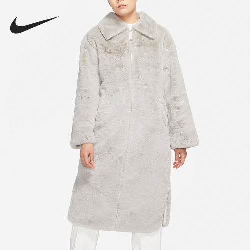 Nike/耐克正品冬季女子人造皮草仿貂绒中长款外套DQ6839-012