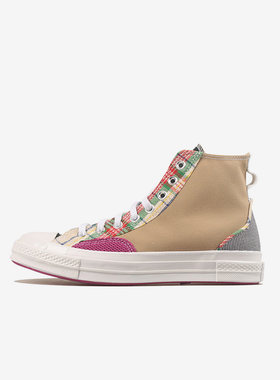 Converse匡威 1970s拼接格子中性款运动休闲高帮帆布鞋 168695C