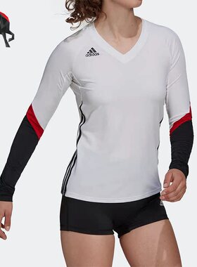 Adidas/阿迪达斯正品春季排球女子运动V领休闲长袖T恤 H20872