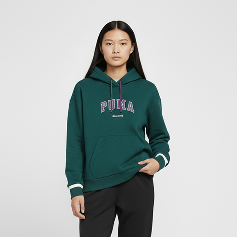 Puma/彪马正品新款女士复古休闲印花加绒连帽卫衣688961-24