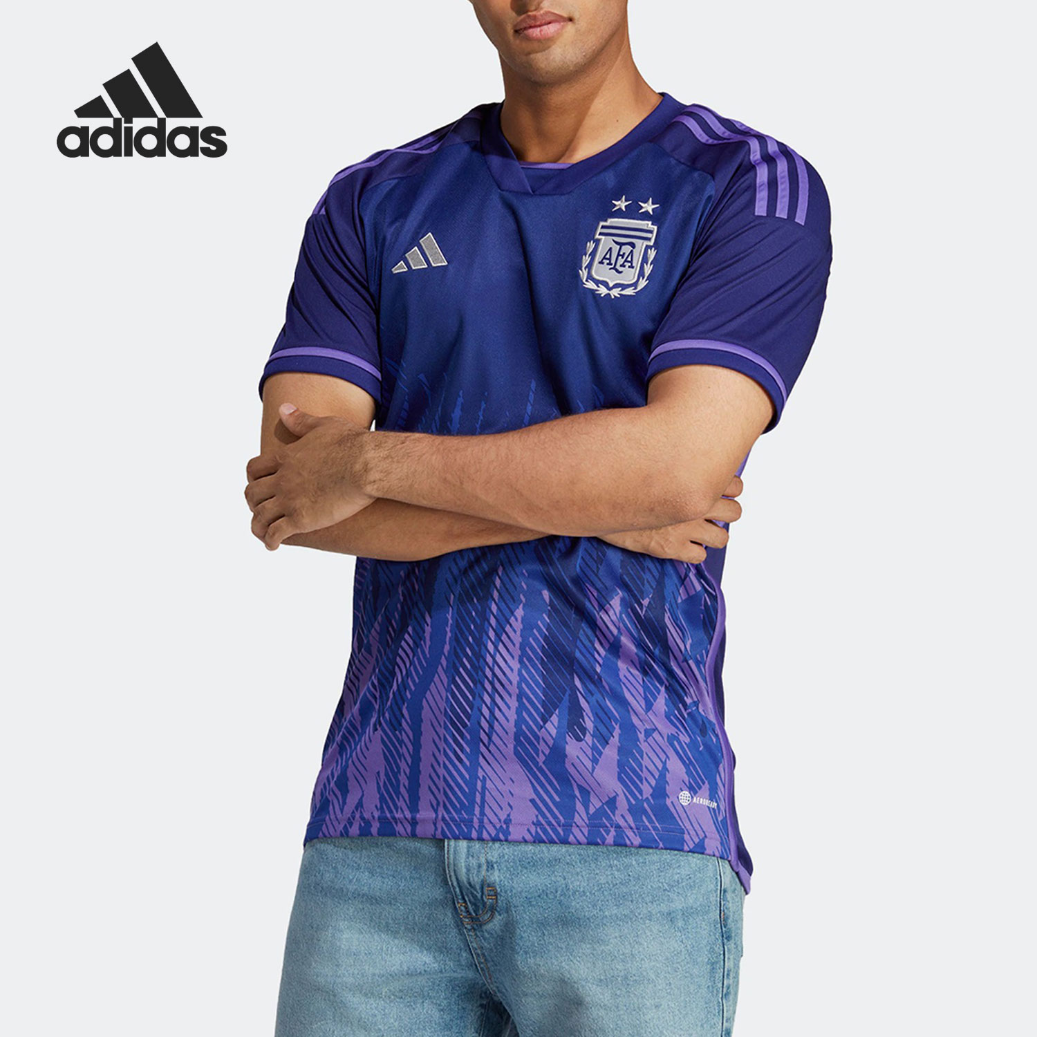 Adidas/阿迪达斯正品世界杯阿根廷队球迷版客场足球T恤HF2159